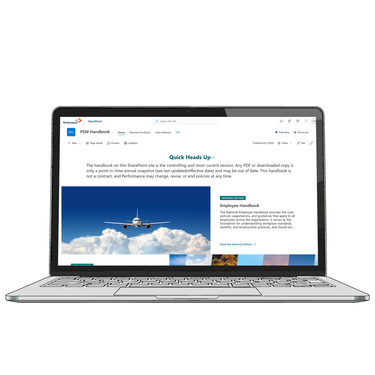 Screenshot of the Employee Handbook Sharepoint site