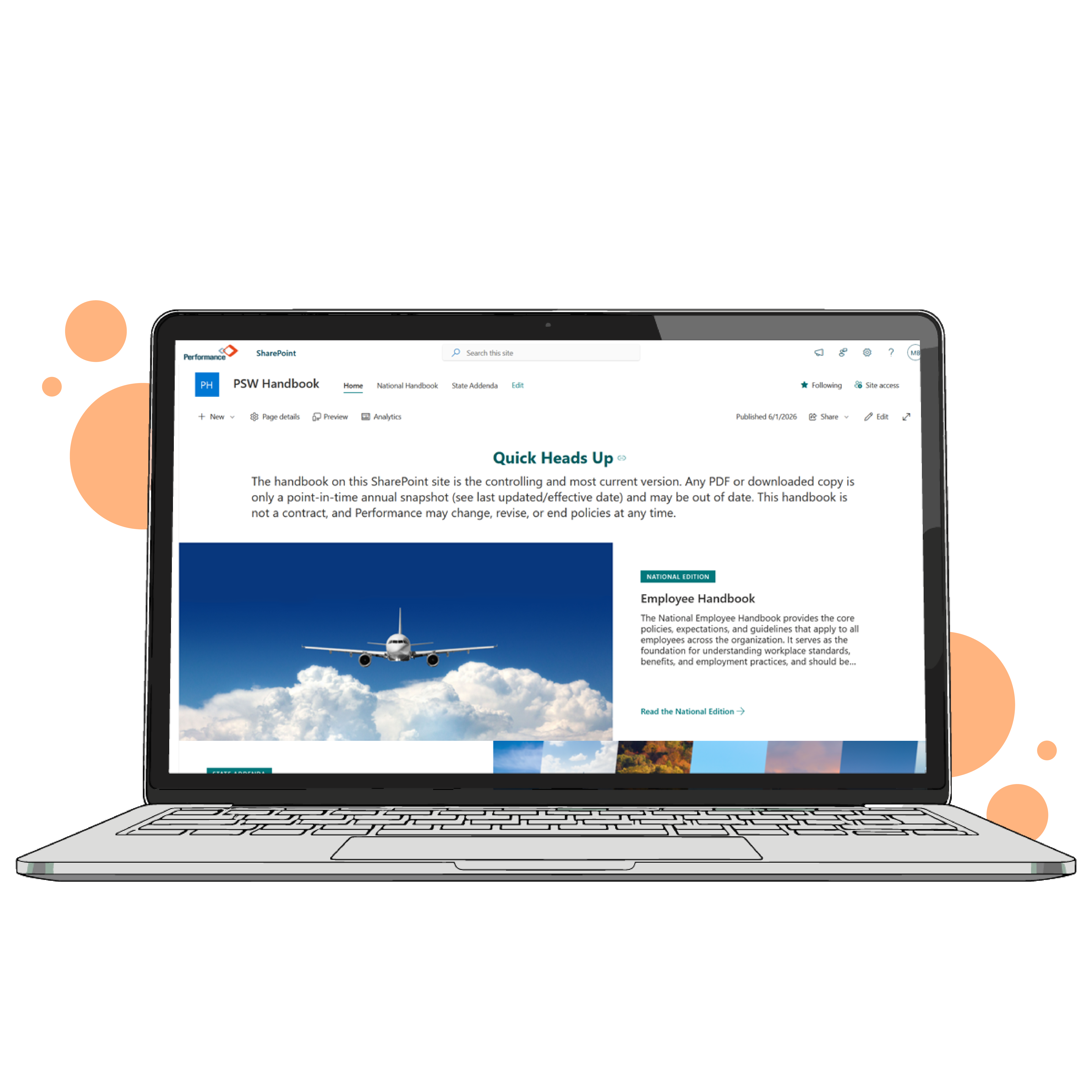 Screenshot of the Employee Handbook Sharepoint site